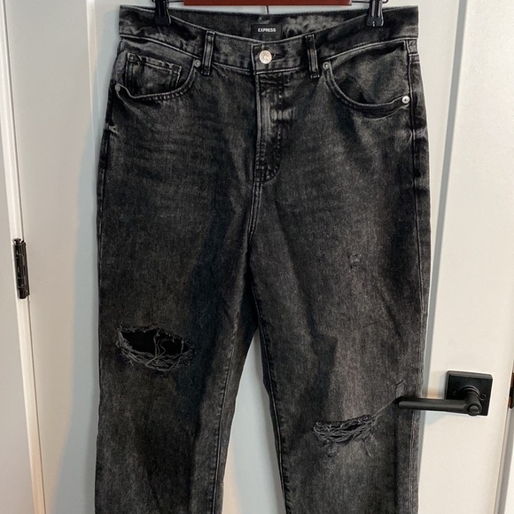 Express Black Straight Ankle High Rise Distressed - Picture 6 of 14